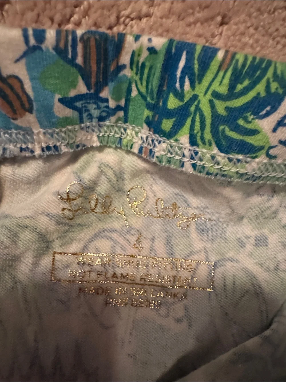 Lilly Pulitzer Green & Blue Tropical Long Sleeve Pajama Top